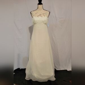 Pale Green Formal Dress w/ Floral Embellishments